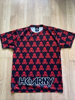 U.S. Army Red & Black Skull-Repeat Logo Jersey